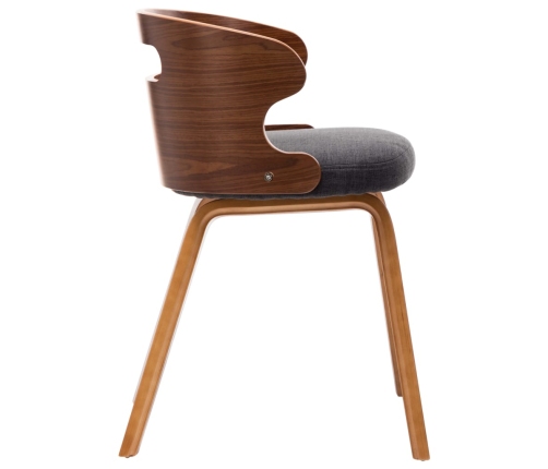 vidaXL virtuves krēsli, 6 gab., tumši pelēki, izliekts koks un audums