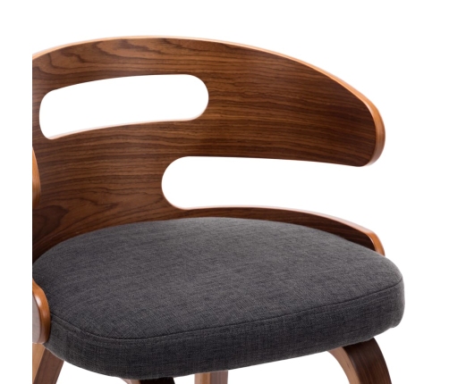 vidaXL virtuves krēsli, 6 gab., tumši pelēki, izliekts koks un audums