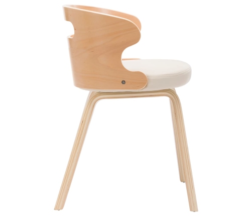 vidaXL virtuves krēsli, 4 gab., krēmkrāsa, liekts koks un mākslīgā āda