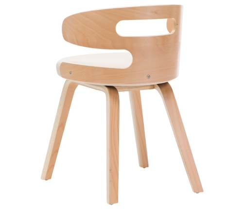 vidaXL virtuves krēsli, 4 gab., krēmkrāsa, liekts koks un mākslīgā āda