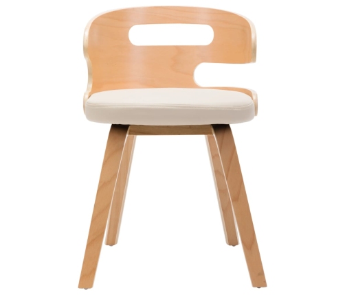 vidaXL virtuves krēsli, 6gab., liekts koks un mākslīgā āda, krēmkrāsas