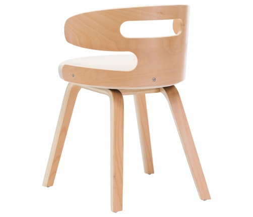 vidaXL virtuves krēsli, 6gab., liekts koks un mākslīgā āda, krēmkrāsas