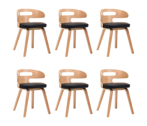 Virtuves Krēsli, 6 Gab., Melni, Liekts Koks Un Mākslīgā Āda Vidaxl