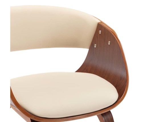 vidaXL virtuves krēsli, 2 gab., liekts koks un mākslīgā āda, krēmkrāsā