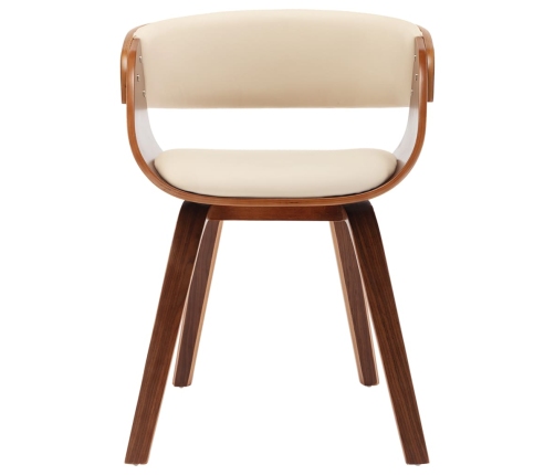 vidaXL virtuves krēsli, 4 gab., krēmkrāsa, liekts koks un mākslīgā āda