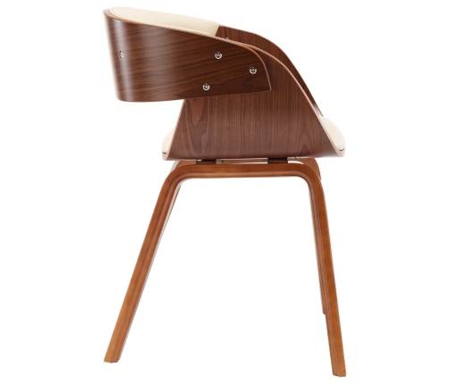 vidaXL virtuves krēsli, 4 gab., krēmkrāsa, liekts koks un mākslīgā āda