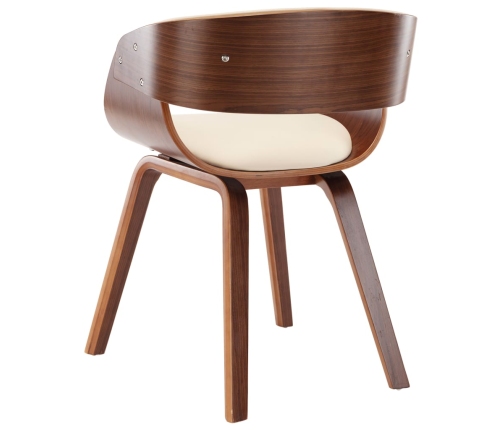 vidaXL virtuves krēsli, 4 gab., krēmkrāsa, liekts koks un mākslīgā āda