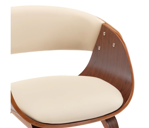 vidaXL virtuves krēsli, 4 gab., krēmkrāsa, liekts koks un mākslīgā āda