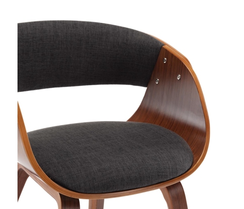 vidaXL virtuves krēsli, 4 gab., izliekts koks un audums, pelēki