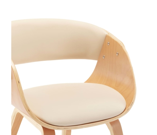 vidaXL virtuves krēsli, 6gab., liekts koks un mākslīgā āda, krēmkrāsas