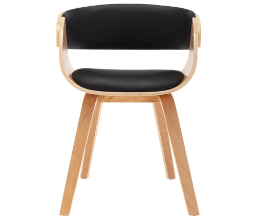 vidaXL virtuves krēsli, 2 gab., liekts koks un melna mākslīgā āda