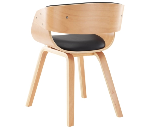 vidaXL virtuves krēsli, 2 gab., liekts koks un melna mākslīgā āda