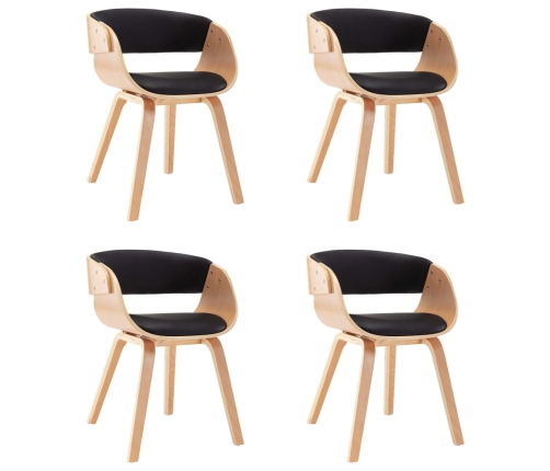 vidaXL virtuves krēsli, 4 gab., melni, liekts koks un mākslīgā āda