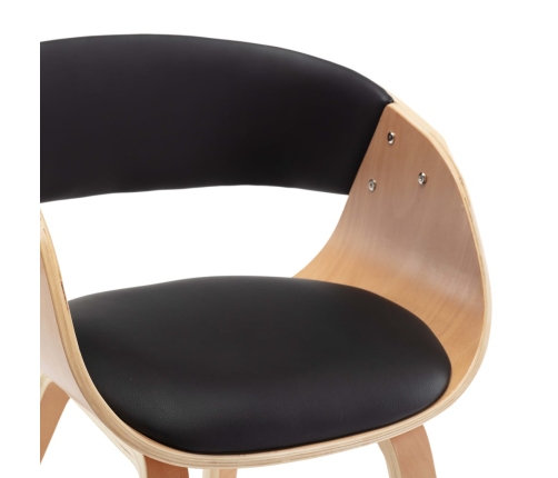 vidaXL virtuves krēsli, 6 gab., melni, liekts koks un mākslīgā āda