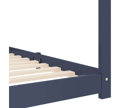 vidaXL bērnu gultas rāmis, pelēks, priedes masīvkoks, 70x140 cm