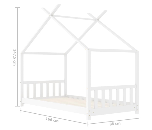 Bērnu Gultas Rāmis, Balts, Priedes Masīvkoks, 80X160 Cm Vidaxl