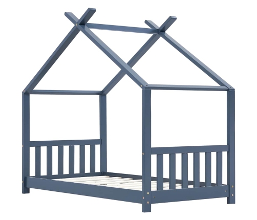 vidaXL bērnu gultas rāmis, pelēks, 80x160 cm, priedes masīvkoks