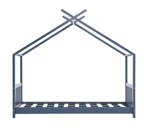 vidaXL bērnu gultas rāmis, pelēks, 80x160 cm, priedes masīvkoks