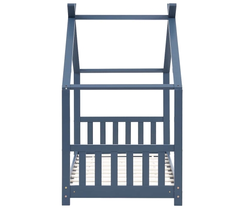 vidaXL bērnu gultas rāmis, pelēks, 80x160 cm, priedes masīvkoks