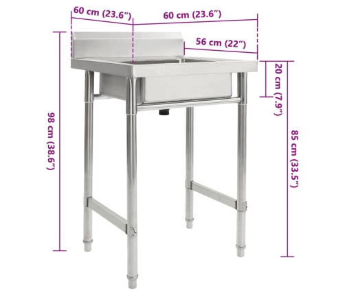vidaXL virtuves izlietne, viena bļoda, nerūsējošs tērauds
