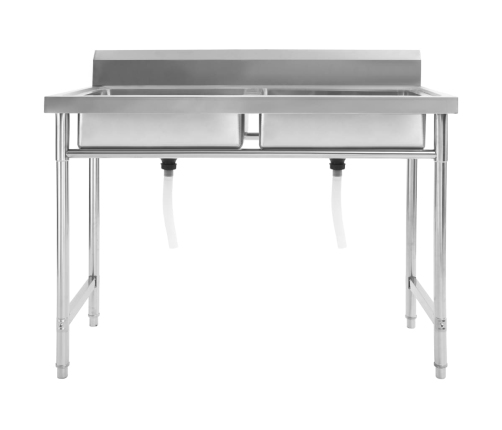 vidaXL virtuves izlietne, divas bļodas, nerūsējošs tērauds