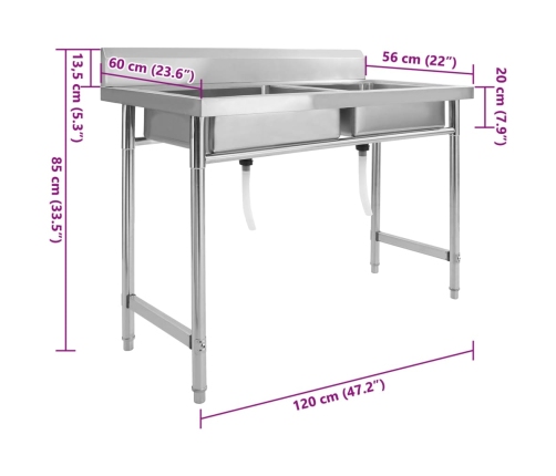 vidaXL virtuves izlietne, divas bļodas, nerūsējošs tērauds