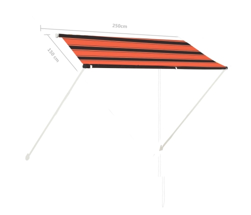 vidaXL markīze, oranža ar brūnu, 250x150 cm, izvelkama