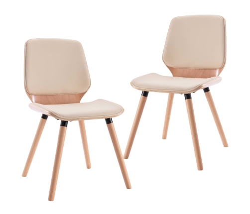 vidaXL virtuves krēsli, 2 gab., krēmkrāsas mākslīgā āda