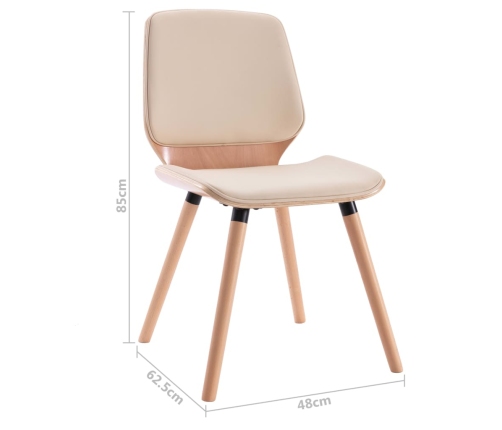 vidaXL virtuves krēsli, 2 gab., krēmkrāsas mākslīgā āda