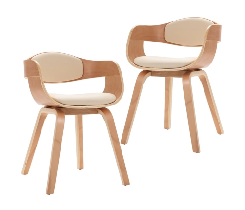 vidaXL virtuves krēsli, 2 gab., liekts koks un mākslīgā āda