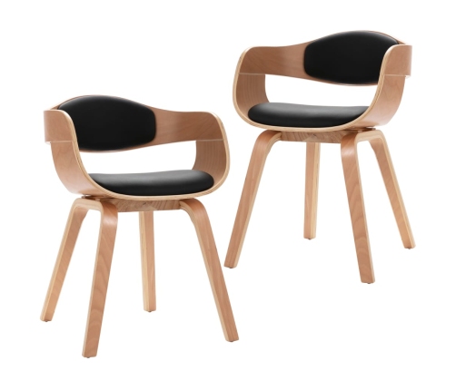 vidaXL virtuves krēsli, 2 gab., liekts koks un mākslīgā āda