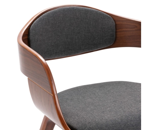 vidaXL virtuves krēsli, 2 gab., liekts koks un audums, pelēki