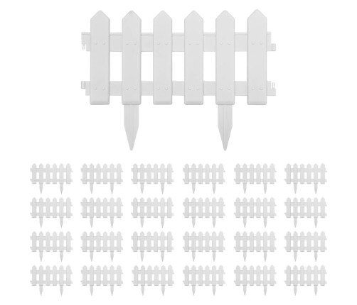 vidaXL zāliena apmales, 25 gab., baltas, 10 m, PP