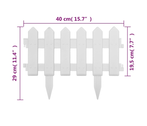 vidaXL zāliena apmales, 25 gab., baltas, 10 m, PP