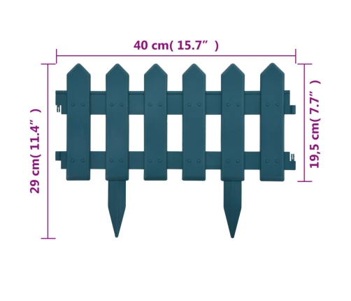 vidaXL zāliena apmales, 25 gab., zaļas, 10 m, PP