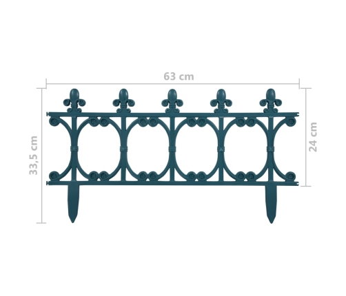 vidaXL zāliena apmales, 16 gab., zaļas, 10 m, PP