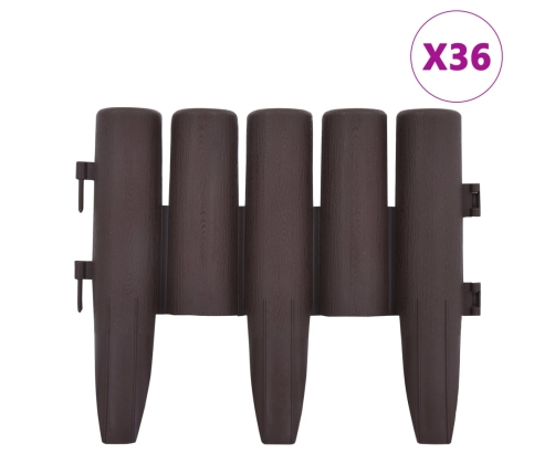 vidaXL zāliena apmales, 36 gab., brūnas, 10 m, PP