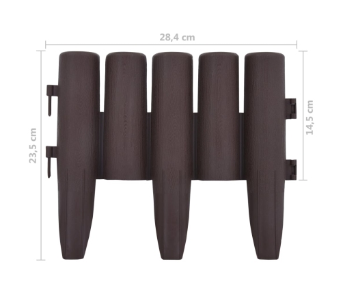 vidaXL zāliena apmales, 36 gab., brūnas, 10 m, PP