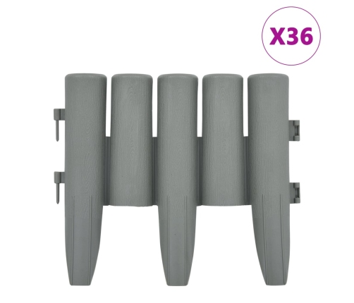 vidaXL zāliena apmales, 36 gab., pelēkas, 10 m, PP