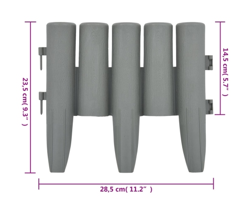 vidaXL zāliena apmales, 36 gab., pelēkas, 10 m, PP