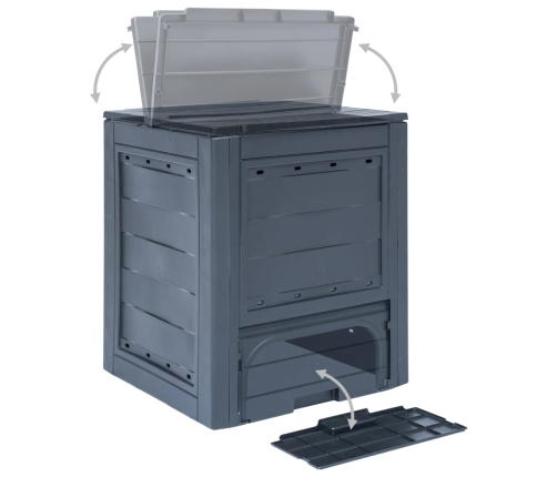 vidaXL dārza komposta kastes, 3 gab., pelēkas, 60x60x73 cm, 780 L