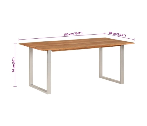 Virtuves Galds, 180X90X76 Cm, Akācijas Masīvkoks Vidaxl
