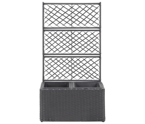 vidaXL vīteņaugu režģis ar 2 augstām kastēm, 58x30x107 cm, melns PE