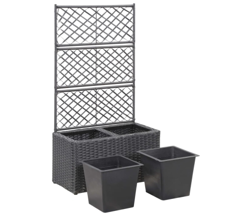 vidaXL vīteņaugu režģis ar 2 augstām kastēm, 58x30x107 cm, melns PE