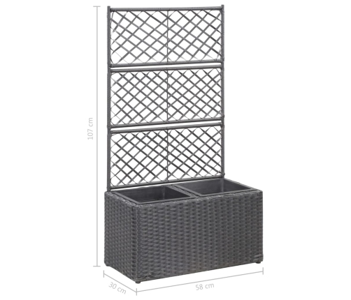 vidaXL vīteņaugu režģis ar 2 augstām kastēm, 58x30x107 cm, melns PE