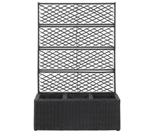 vidaXL vīteņaugu režģis ar 3 augstām kastēm, 83x30x130 cm, melns PE