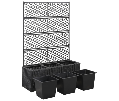 vidaXL vīteņaugu režģis ar 3 augstām kastēm, 83x30x130 cm, melns PE