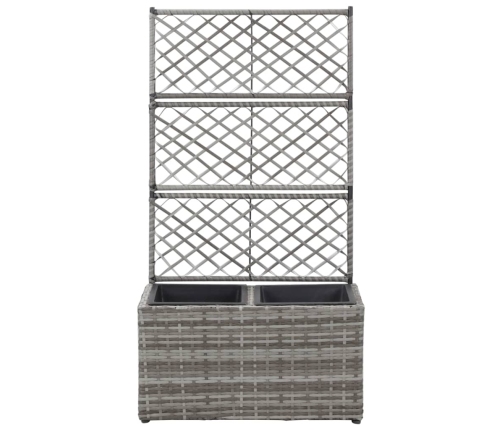 vidaXL vīteņaugu režģis ar 2 augstām kastēm, pelēks, 30x30x107 cm, PE