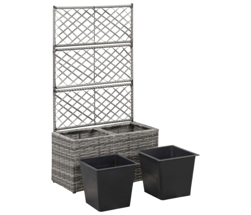 vidaXL vīteņaugu režģis ar 2 augstām kastēm, pelēks, 30x30x107 cm, PE