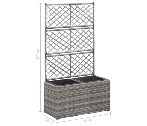 vidaXL vīteņaugu režģis ar 2 augstām kastēm, pelēks, 30x30x107 cm, PE